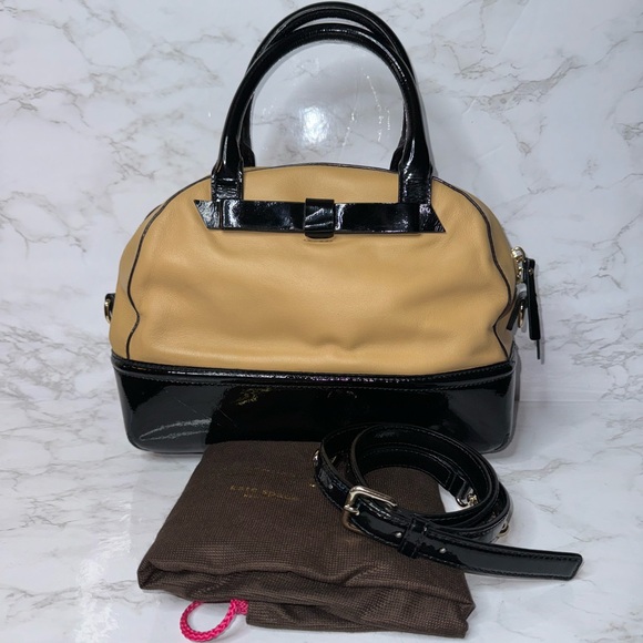 Vintage Kate Spade Chelsea Park Porter Satchel/Shoulder In Beige & Black Leather